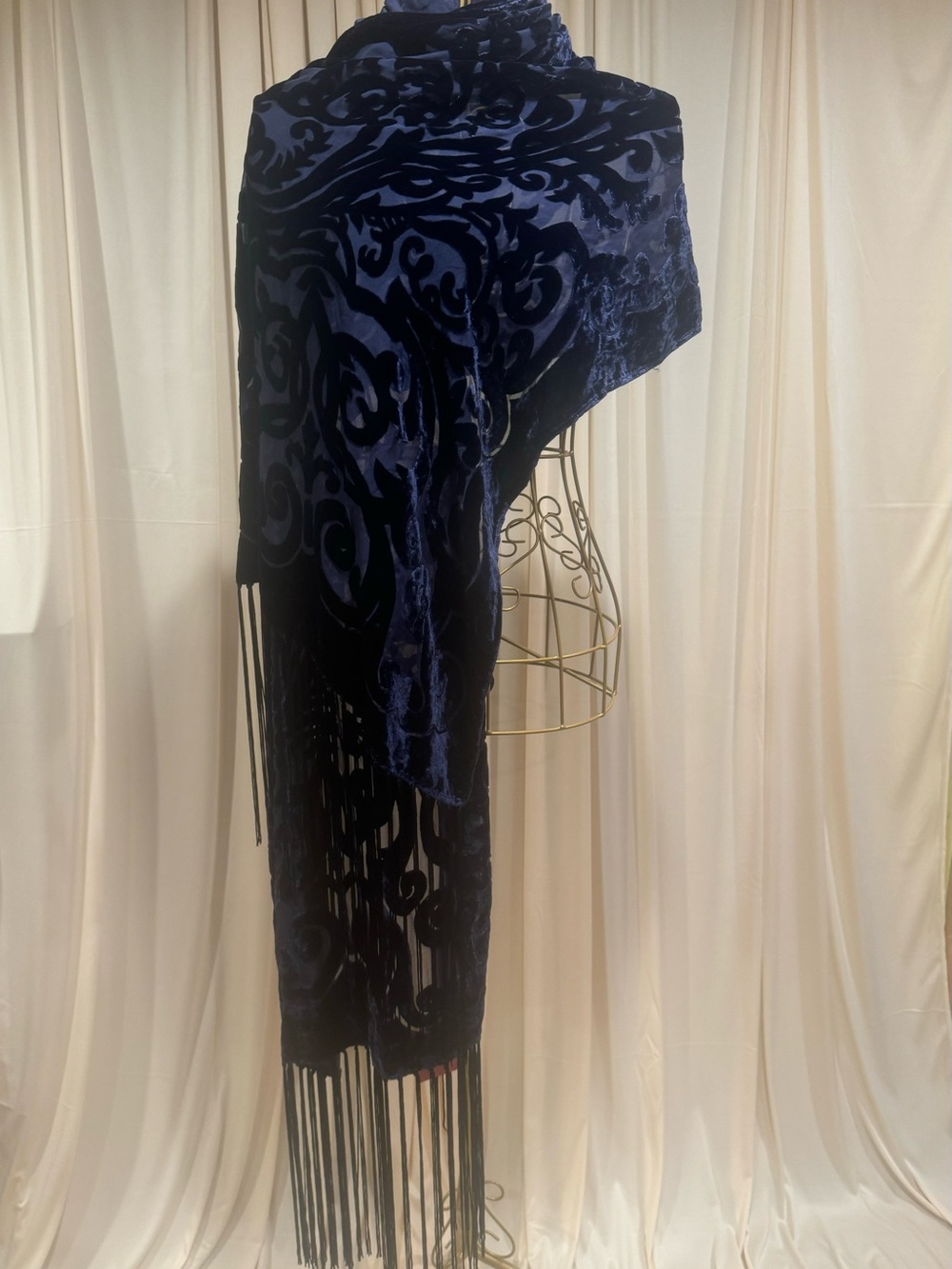 Anne Klein Velvet and Sheer Fringe Shawl